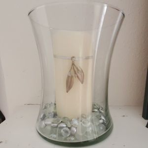 Decorative centerpiece with candle & stone…